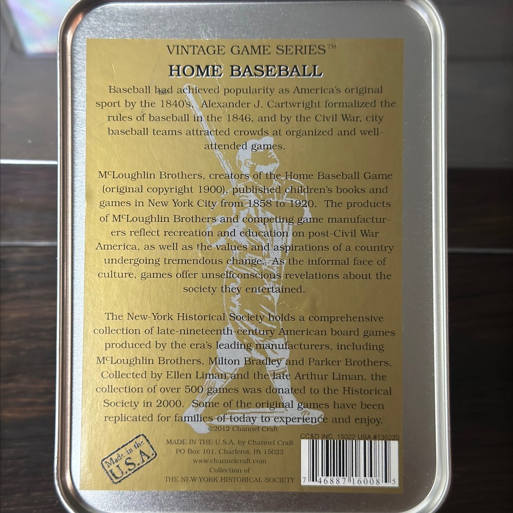 Channel Craft Vintage Home Baseball Game Tin New York Historical Society USA - Picture 2 of 9
